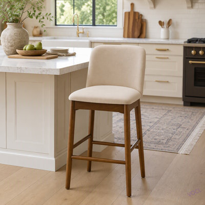 Tabouret de comptoir d'intérieur en bois rembourré, chaise de bar, structure de finition avec revêtement, ensemble de 2
