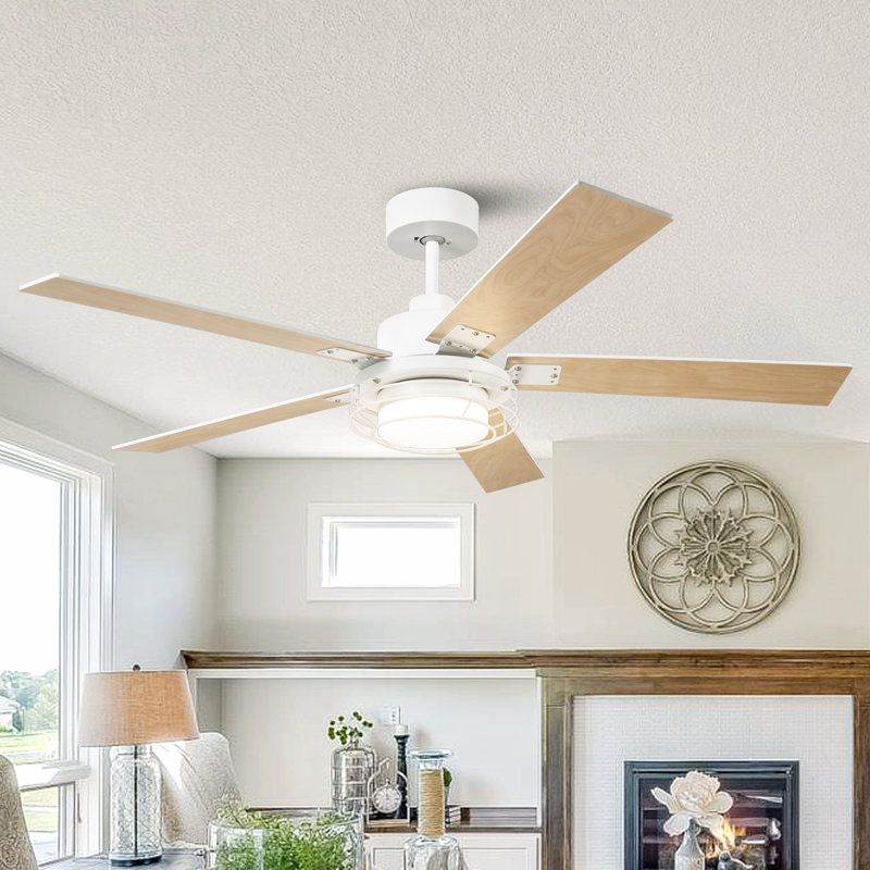 Ventilateur de plafond réversible à pales double face 52 pouces à 6 vitesses avec lumières DEL 3CCT à intensité variable et télécommande