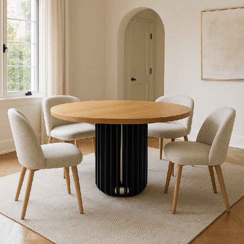 Amberley Round Solid Oak Dining Table Vault Base, 76cm H x 130cm W x 130cm D