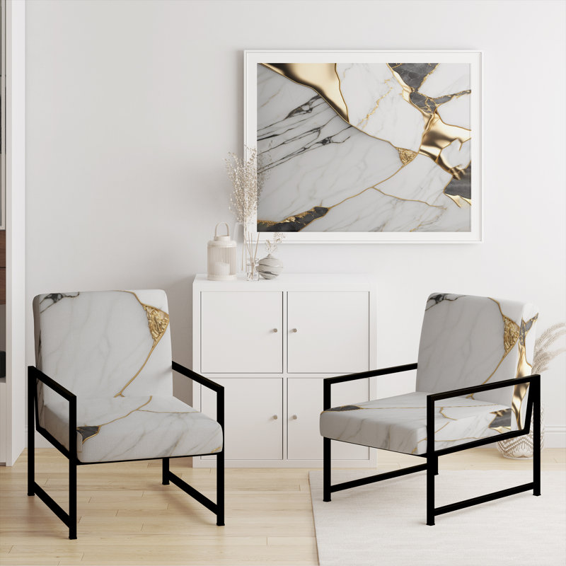 Cress - Fauteuil d'appoint rembourré en marbre, Noir, noir, noir, noir