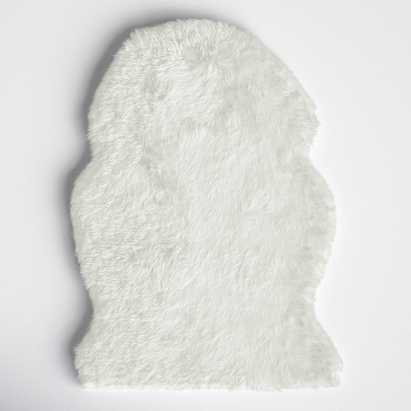 Mera Handmade Sheepskin White Area Rug, Rectangle 2' x 3'