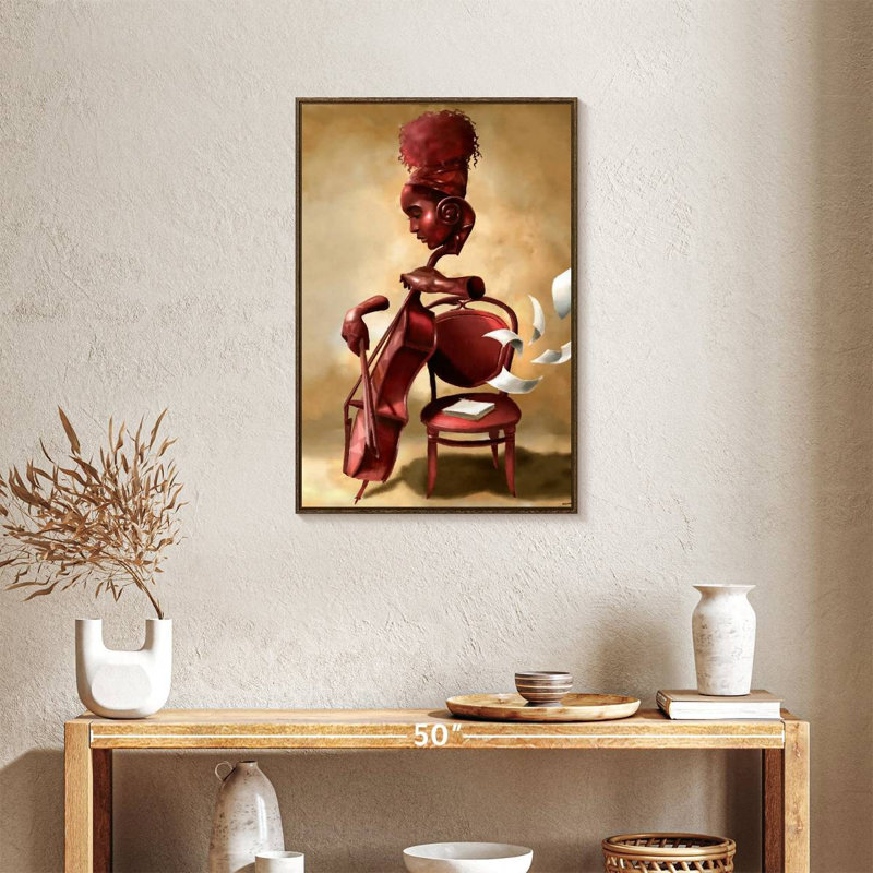 The Solo Cellist, Floating Frame Walnut, 21" x 31"