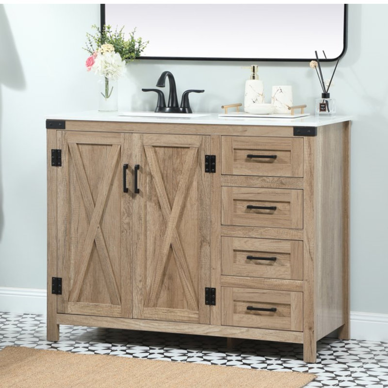 Ensemble de meuble-lavabo simple 42 po Slayton, Teck naturel