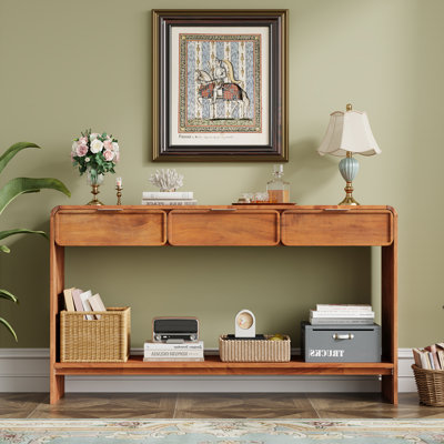 Console de style Mid-Century Lanza avec 3 tiroirs et tablette inférieure