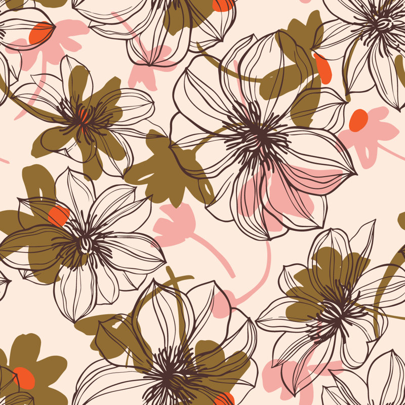 Floral Tile, 2.08' W x 18.75' L