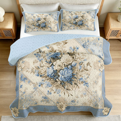 Ensemble de courtepointe 3 pièces double / grand / très grand, couvre-lit réversible, toutes saisons, ensembles de literie à couverture matelassée rustique avec taies décoratives, édredon mince de style moderne, ensemble de courtepointe pour lit simple 2 pièces