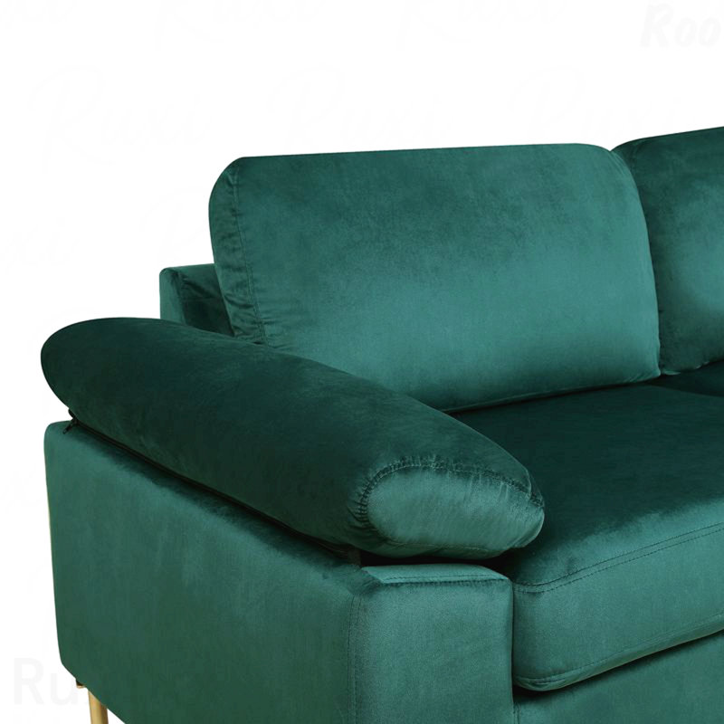 Canapé modulaire en velours avec méridienne Shannon, Vert