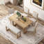 Ensemble de table de salle à manger 6 pièces pour 6, table de cuisine en bois de 60 po et 4 chaises avec banc et base en tréteaux pour la salle à manger-1549162353