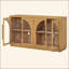  Buffet 4 portes en verre arqué, armoire de rangement en bois rétro avec tablettes réglables et trous pour câbles pour la cuisine, la salle à manger et le salon-1181391567
