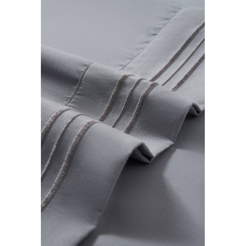 Rayon Sheet Set, Gray, Split king Sheet Set+2 Fitted Sheets+2 Pillowcase