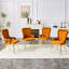 Ensemble de 2 chaises de salle à manger en velours orange avec pieds dorés, chaises d'appoint rembourrées avec accoudoirs pour la salle à manger et la cuisine-975345571