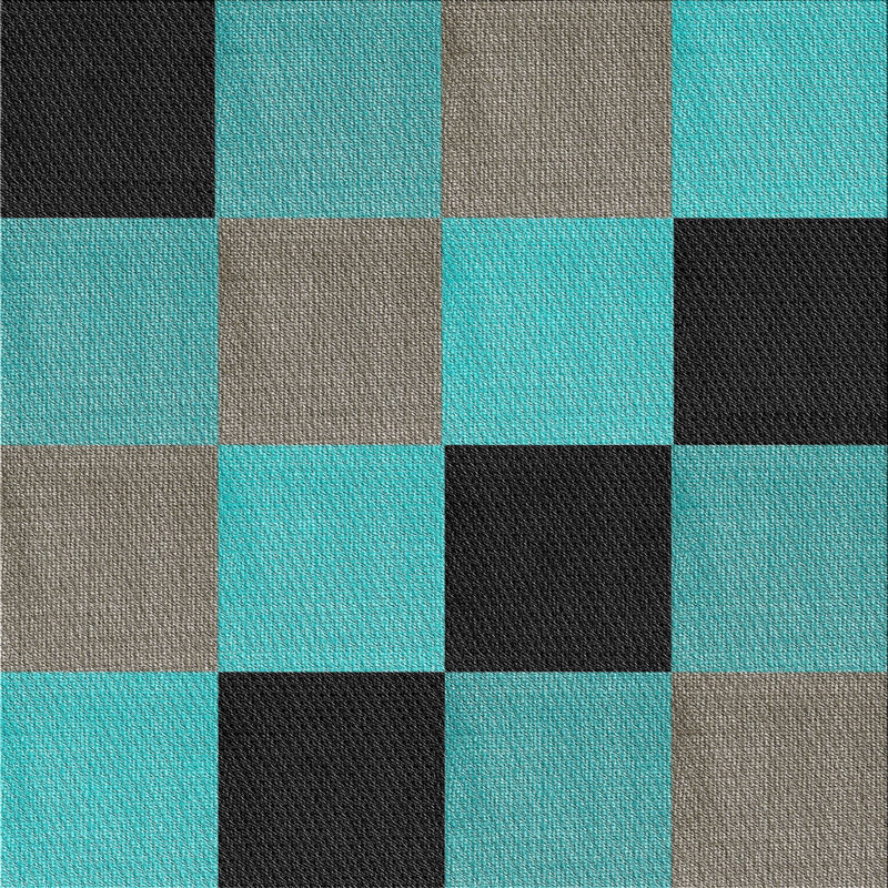 Tapis à motifs noir / vert mer, Carré 3 pi