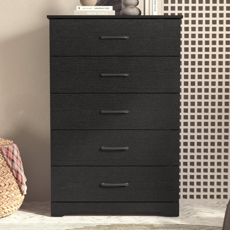 Arkia 5 Drawer 31.5" W Dresser, Black Oak/STURDY