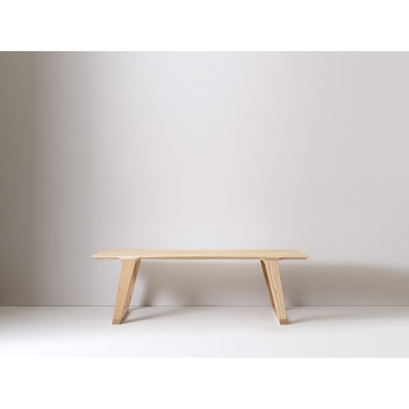 Isometric Solid Wood Dining Bench, Beige, 18" H x 56.5" W x 17" D