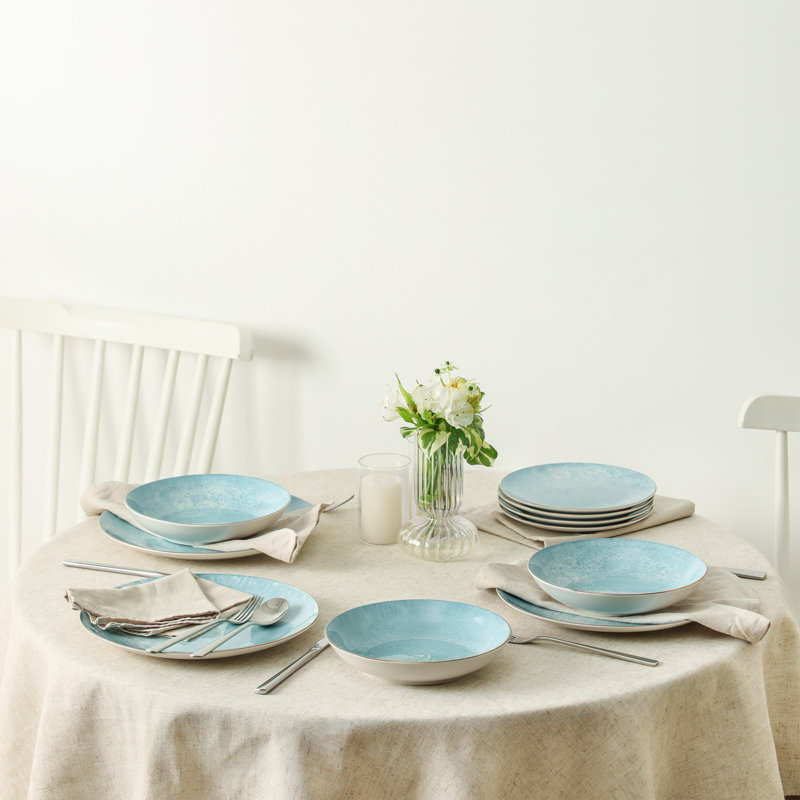 Service de table 12 pièces en porcelaine Christian Siriano, Bleu