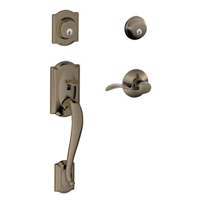 Camelot Double Cylinder Handleset with Accent Right Interior Lever