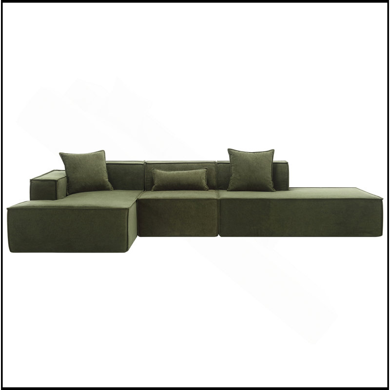 Ensemble de canapé modulaire Boneless, Polyester vert, Orienté à gauche (vu de face)