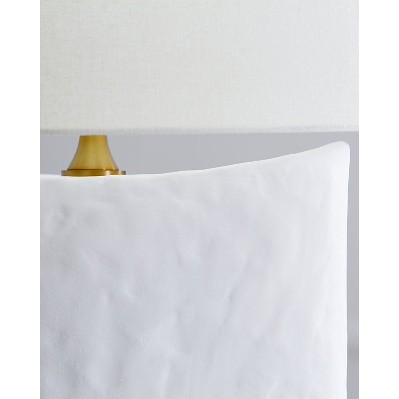 Matte White Ceramic Table Lamp with Linen Shade