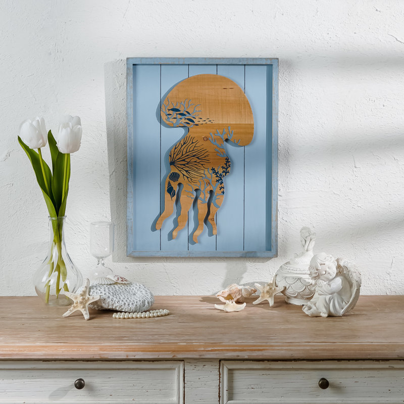 Décoration murale rustique en bois méduse