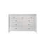 Commode Eve de 55 po de large avec miroir, 9 tiroirs, poignées en métal, bois blanc