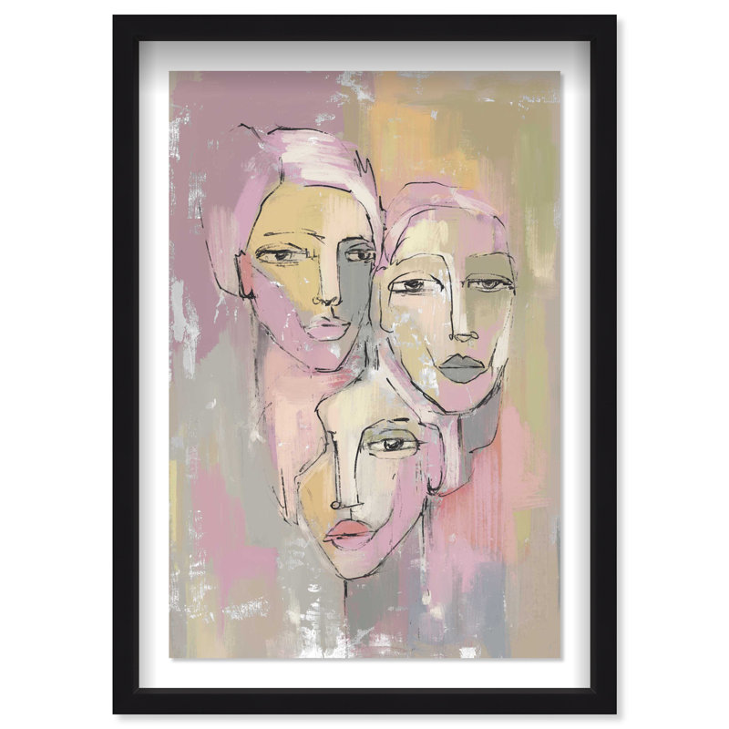 Three Beauties Shadowbox Abstract Print by Oliver Gal, Black Frame, 10 x 15, 25.5"H x 17.5"W, Black Frame