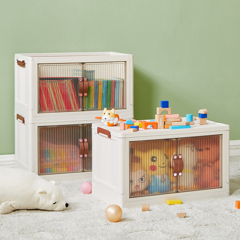 3-Tier Folding Stackable Storage Bins with Lid and Wheels