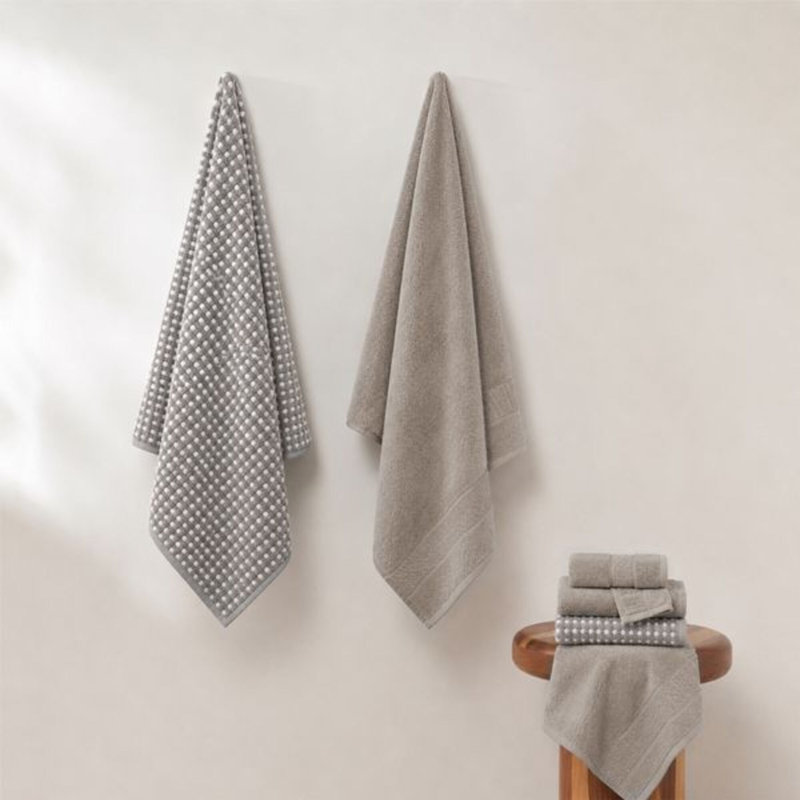 Modern Threads Drucilla 6-Piece 100% Combed Cotton Yarn Dyed Cobblestone Jacquard Towel Set, Charcoal
