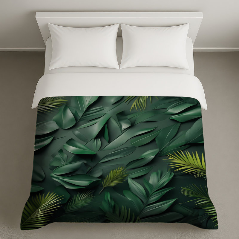 Housses de couette tropicales à feuilles vertes, Grand lit