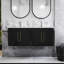 Ensemble de meuble-lavabo mural 24 po avec lavabo, portes doubles, charnières à fermeture en douceur, cuve en céramique, assemblage facile, poignée longue en métal doré, espace de rangement, noir brillant-1466083019