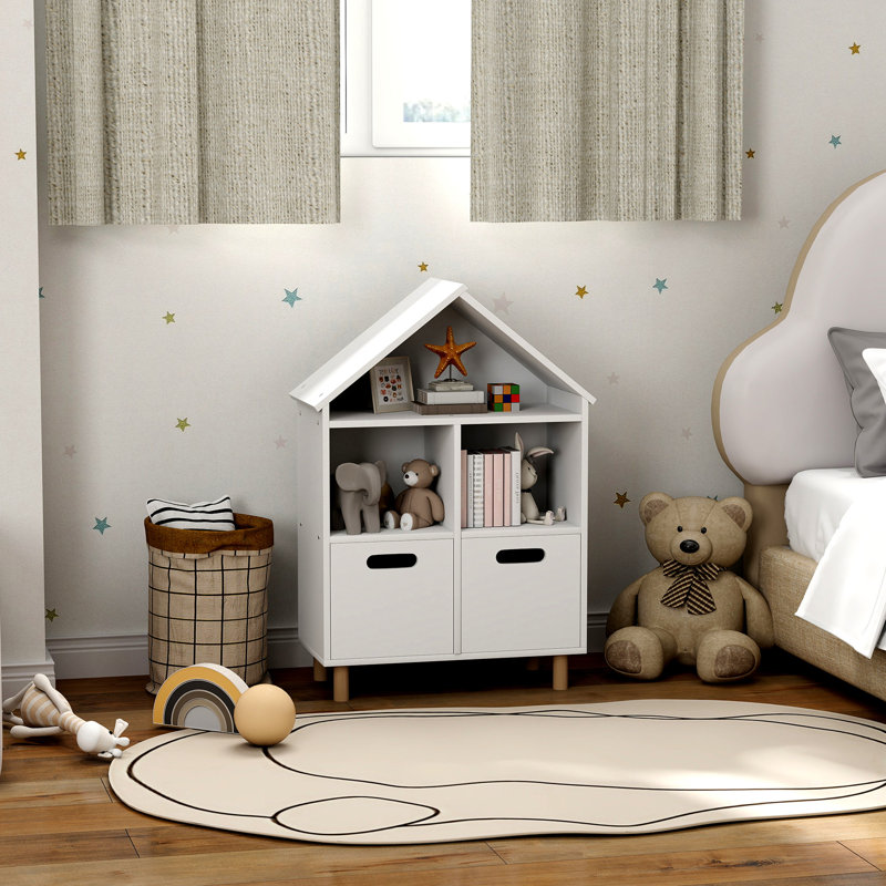 Bookshelf, 3 Tier Kids Bookcase With Two Drawers, Bookshelf