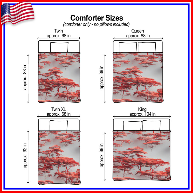 Red Canopy Trees Comforter, Twin Extra Long