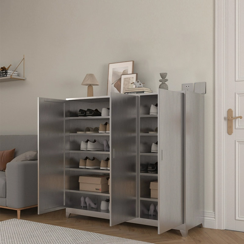 Rangement à chaussures gris en acier inoxydable