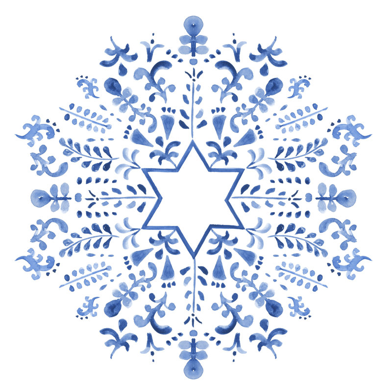 Indigo Hanukkah III by Victoria Borges - Wrapped Canvas Painting, 122cm H x 122cm W