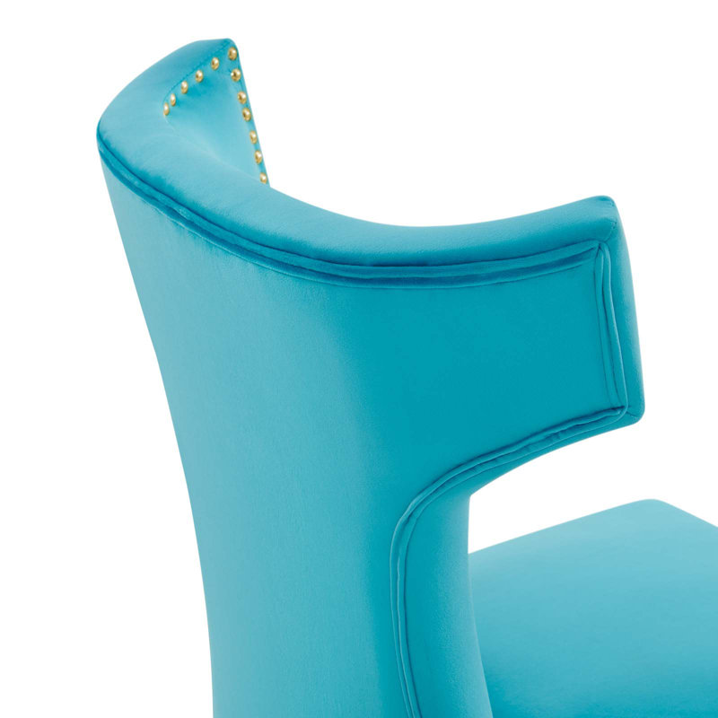 Modway Curve Performance Velvet Dining Chairs, Blue