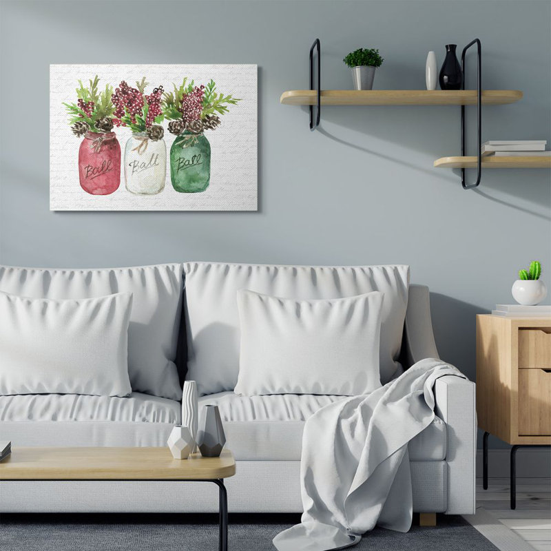 «Mason Jar Christmas Foliage», impression, Toile tendue, H 30 po x l 40 po
