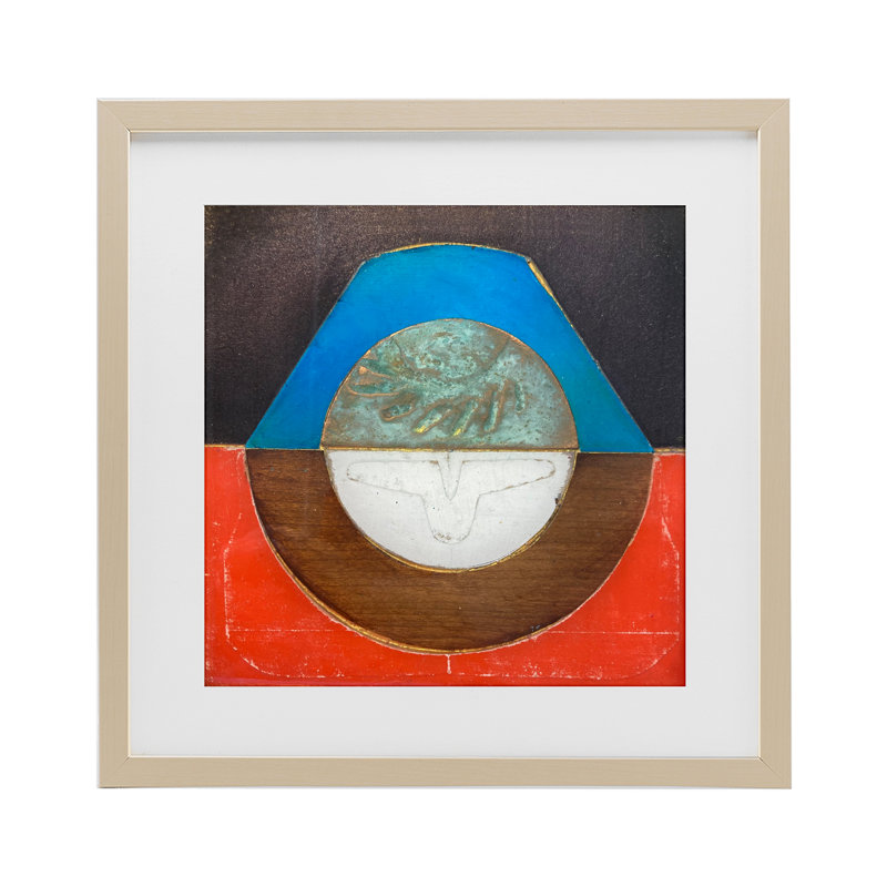 «Round Rustic Symmetry», impression par Matthew Finger, H 13 po x l 13 po, Cadre de récolte en pin