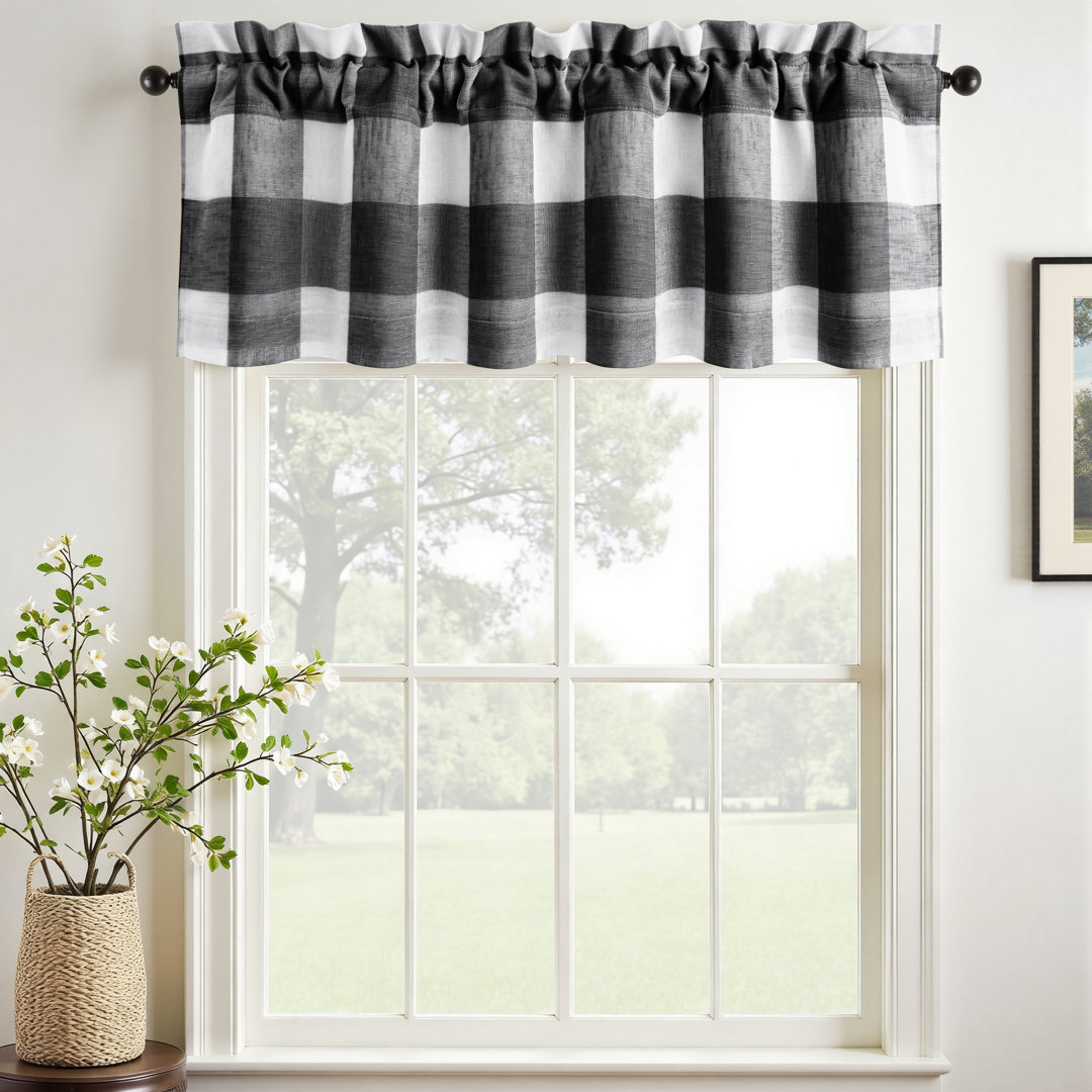 Adamari Lined Valances for Windows Buffalo Check Curtain Window Valances Woven Plaid Blackout Thermal Insulated for Kitchen, Living Room 1 Pack Gracie Oaks 