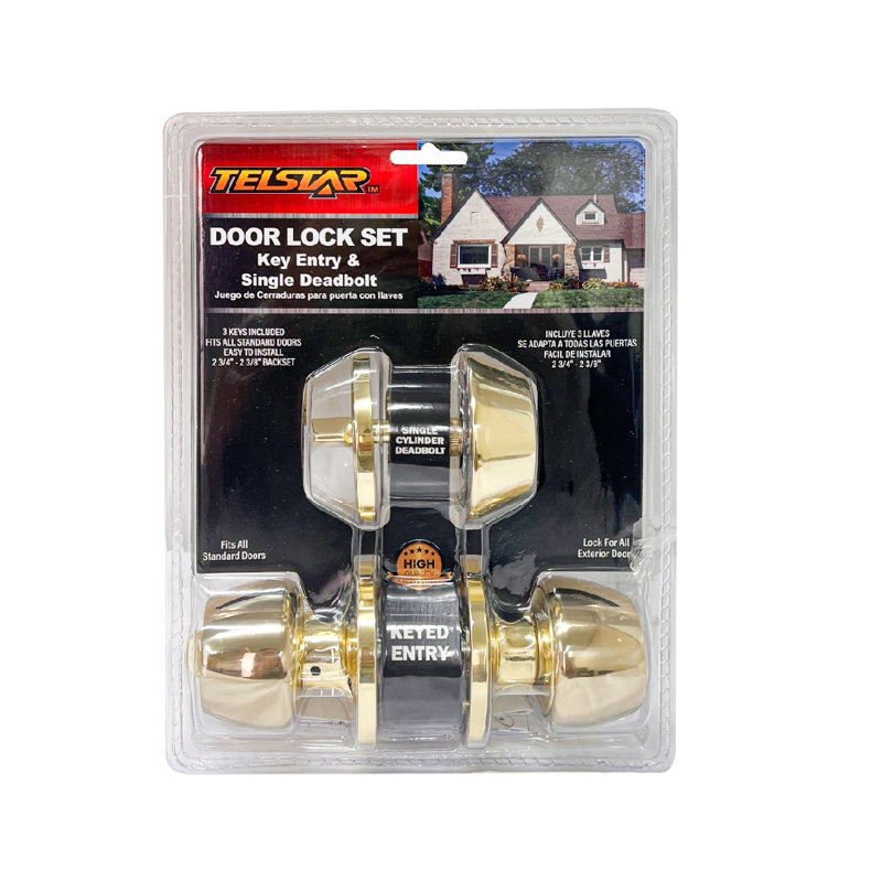 Key Entry & Single Deadbolt Door Lock Set, Brass