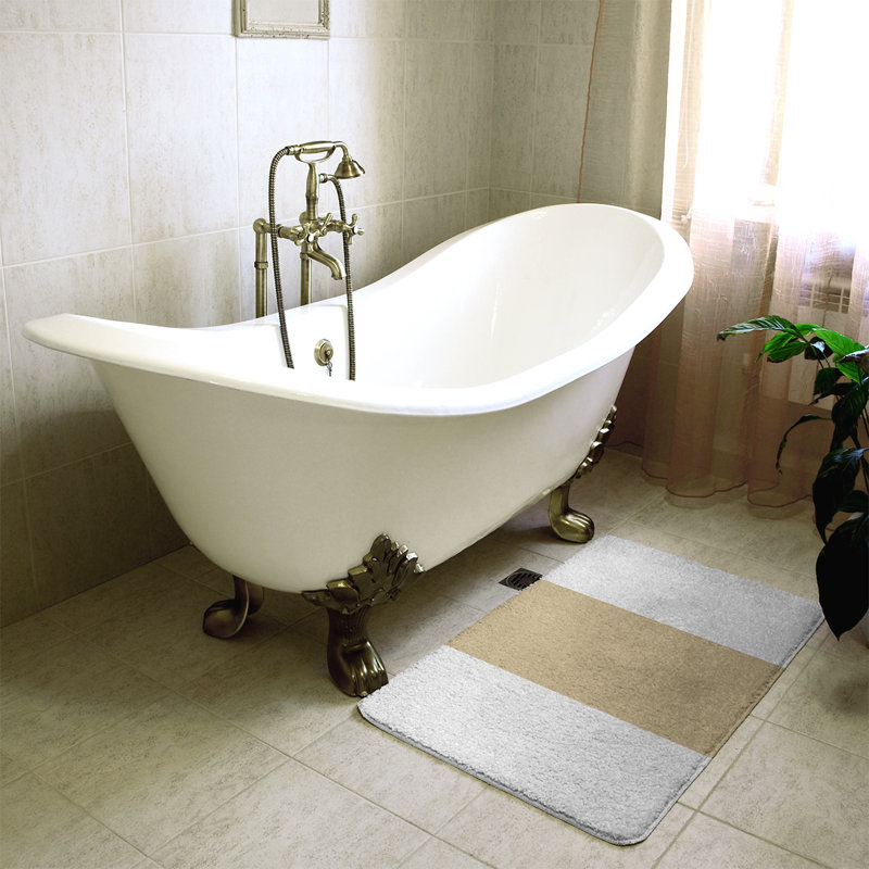 Tapis pour salle de bain Tennessee, l 17 po x L 24 po, Blanc cassé / Beige