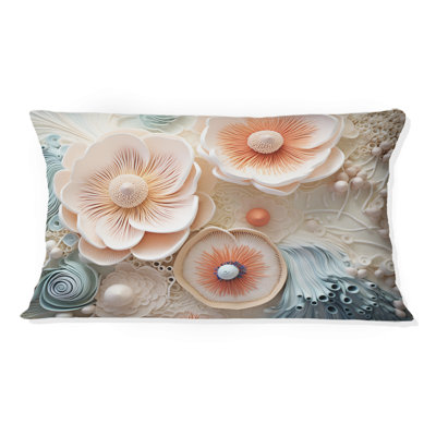 Blue And White Coral Underwater Bouquet I - Coastal Coral Under Water Printed Throw Pillow