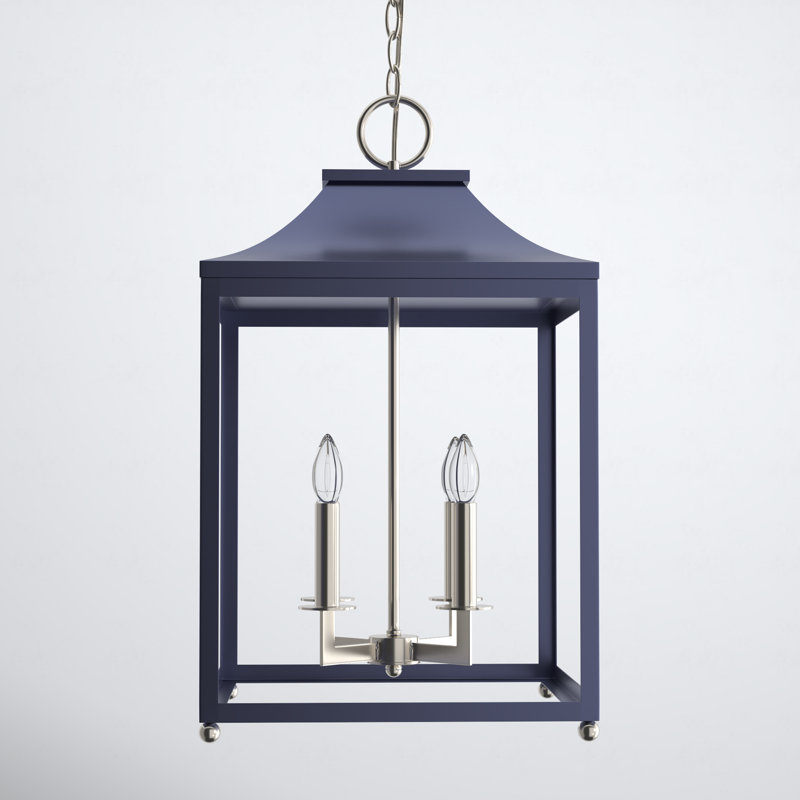 Douro 4 - Light Lantern Square / Rectangle Chandelier in Navy Blue, 4, Navy Blue