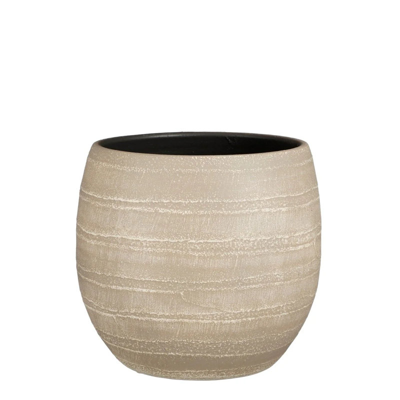 Assaria Ceramic Pot Planter, 32cm H x 36cm W x 36cm D, Beige