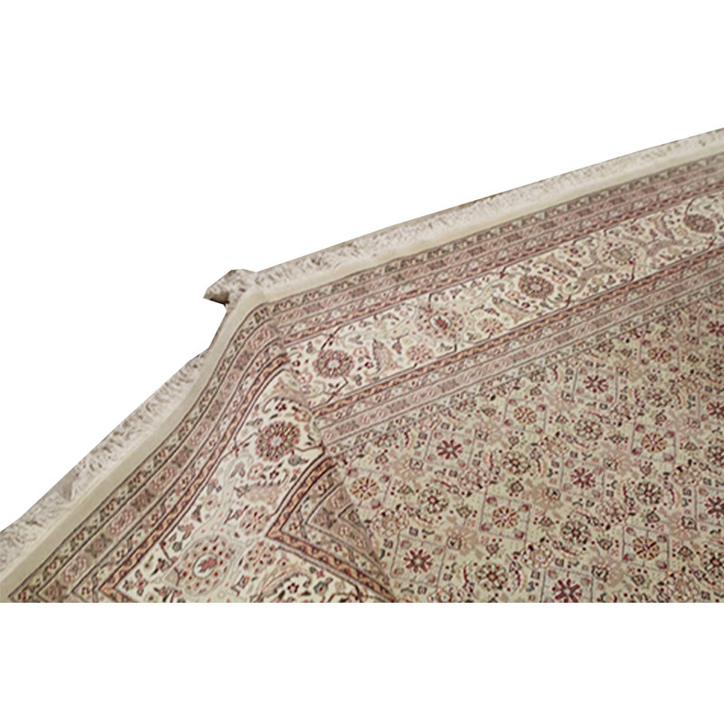 Tapis beige et ivoire de haute qualité noué à la main