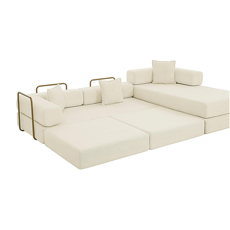 Canapé modulaire de 108 po avec méridienne en forme de L, méridienne désossée à assise profonde, canapés à compression en éponge sans assemblage requis, canapé-lit pliant moderne avec dossier amovible