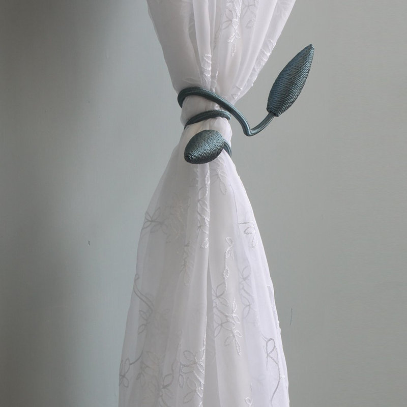 Ensemble de 4 embrasses de rideaux décoratives, de style européen, avec pinces et attaches torsadées. Couleur : turquoise.