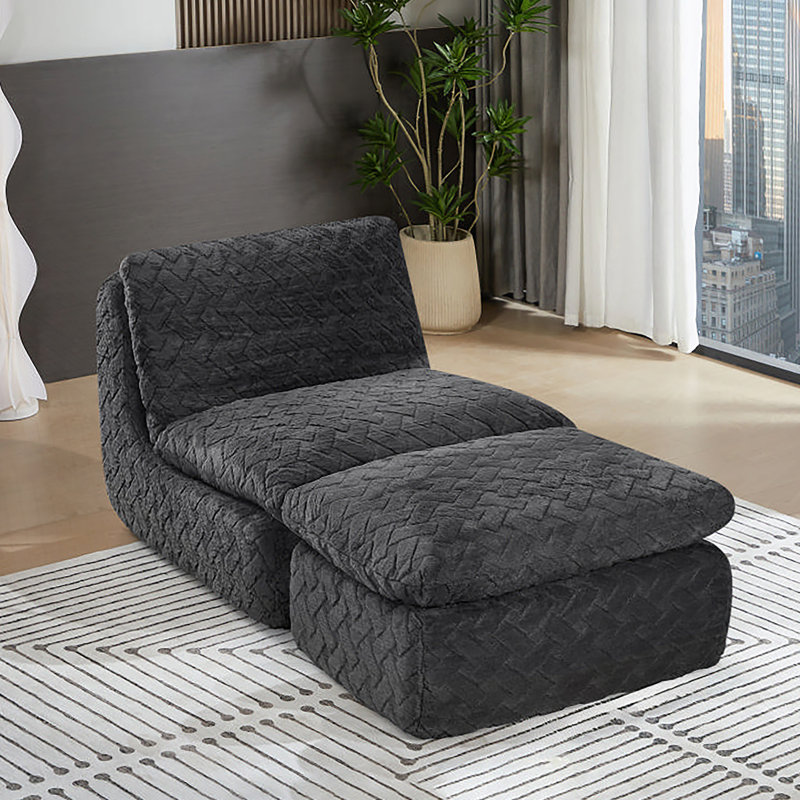 Fauteuil à compression double avec repose-pieds pivotant, Black