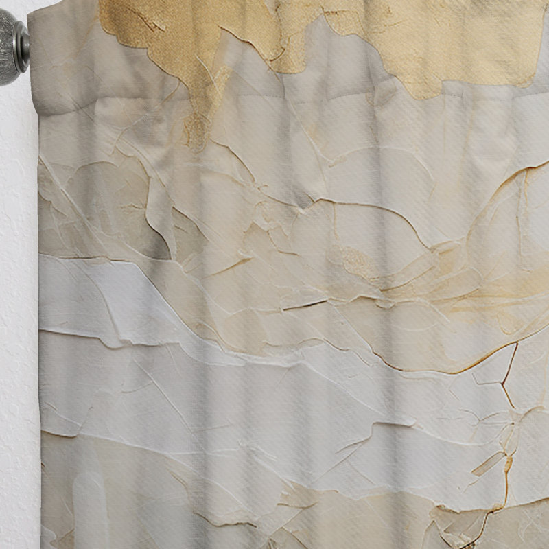 Beige And Gold Glacier Stone Simplicity II - Shapes Room Darkening Abstract Curtain - 1 Panel, 52" W x 84" L