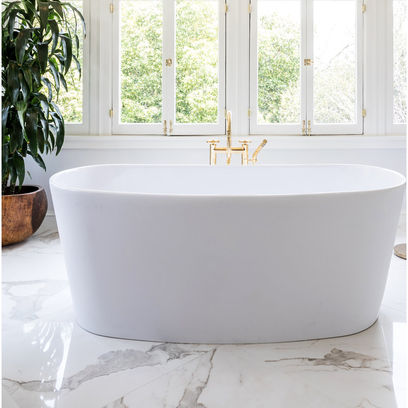 Biscayne 64'' L Freestanding Air Bathtub, Glossy White