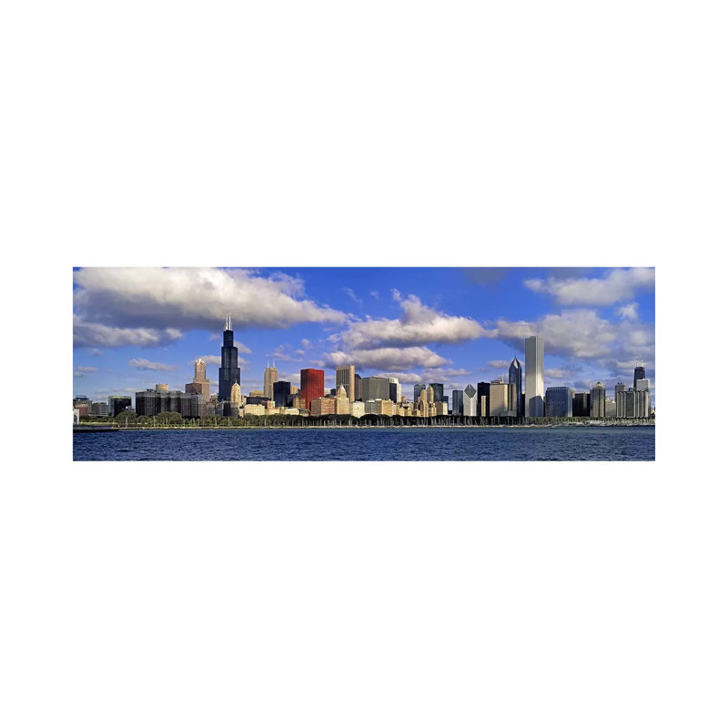 USA, Illinois, Chicago, Panoramic View Of An Urban Skyline By The Shore by Panoramic Images - Wrapped Canvas Panoramic Print