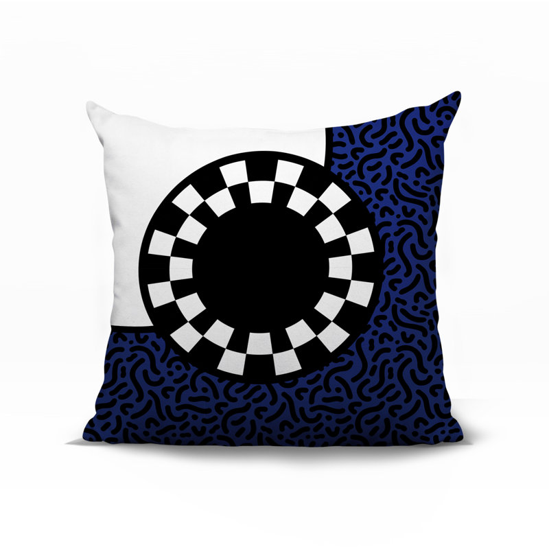 Oreiller carré réversible Vibra Abstract, Carré 16 po, Bleu marine